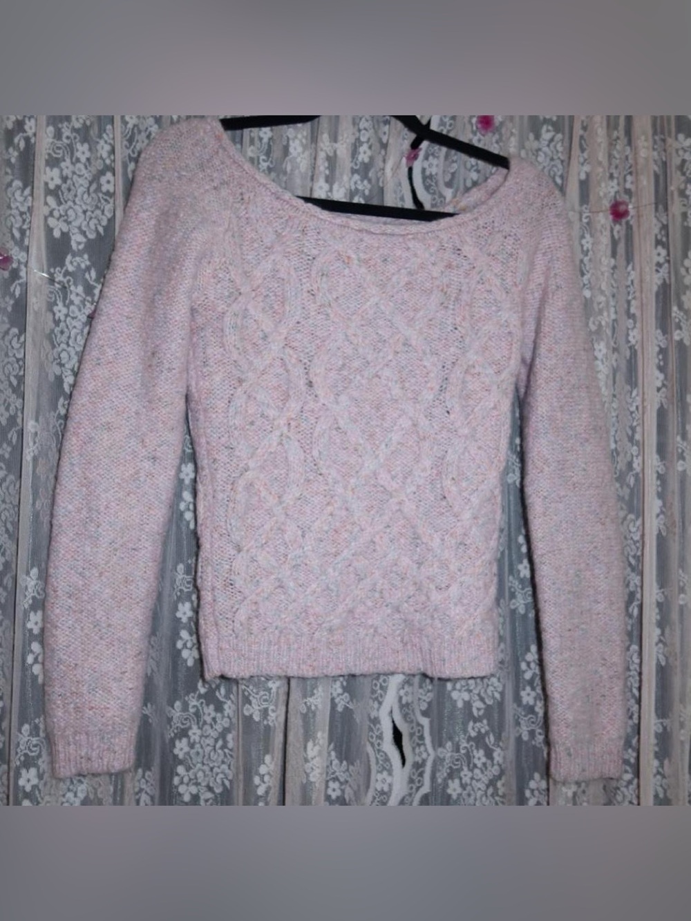 Guess baby Pink Cable Knit Scoop Neck Sweater